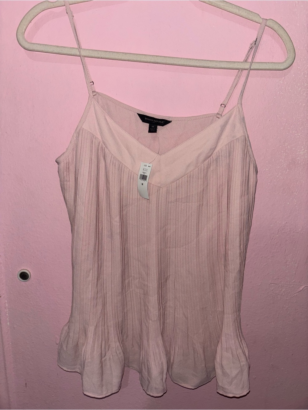 Banana Republic Light Pink Pleated Spaghetti-Strap Camisole